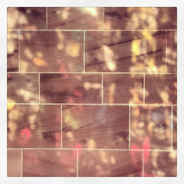The shadows from a stained glass window onto a wall…