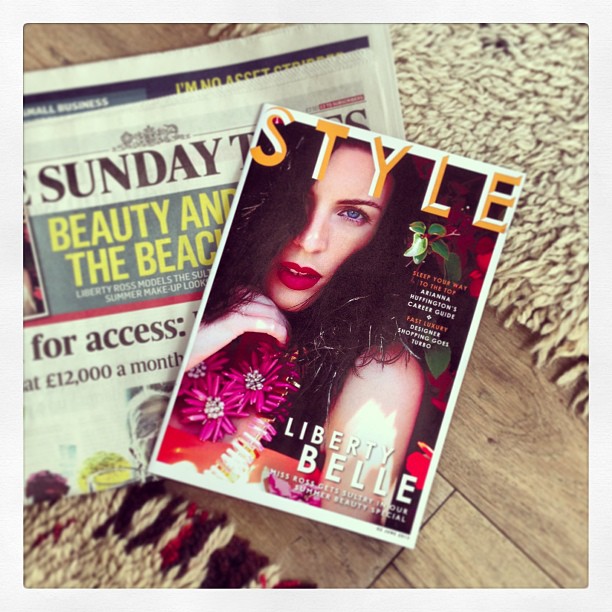 Liberty on the cover of Sunday T Style shot by me :) thanks x @libertyross @tiffdarke @kateleemakeup @andrewdav1s